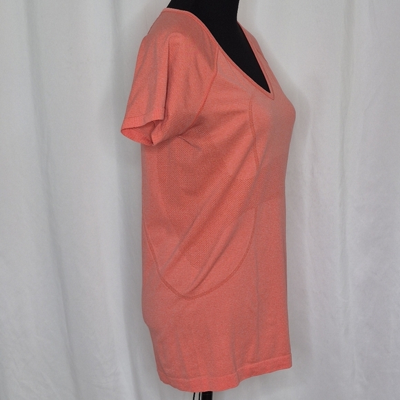 Lululemon Run Womens Swiftly Tech V Neck Short Sleeve Heathered Orange - Size 10 - Picture 3 of 11